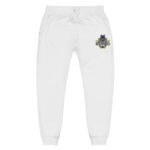 unisex fleece sweatpants white front ccafba